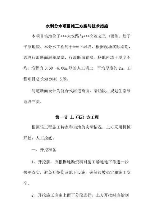 水利分水项目施工方案与技术措施