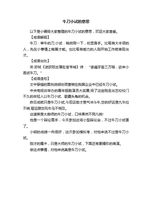 牛刀小试的意思