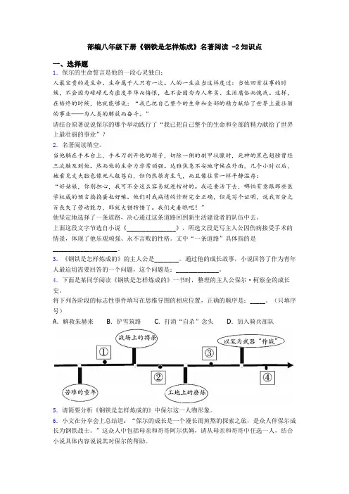 部编八年级下册《钢铁是怎样炼成》名著阅读 -2知识点