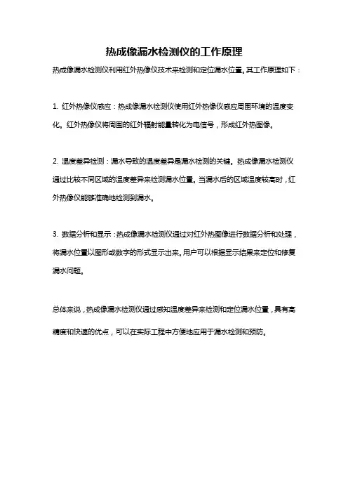热成像漏水检测仪的工作原理