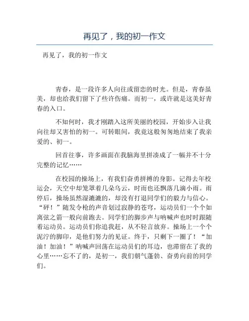 热门-再见了,我的初一作文