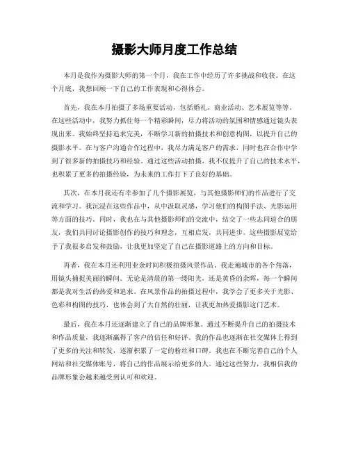 摄影大师月度工作总结