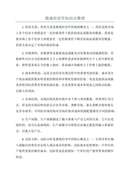 微观经济学知识点整理