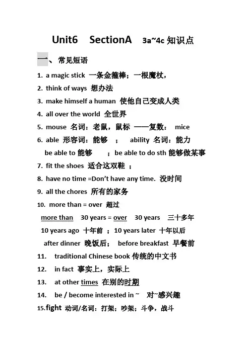 Unit 6 Section A 3a~4c知识点精编 人教版 英语八年级下册
