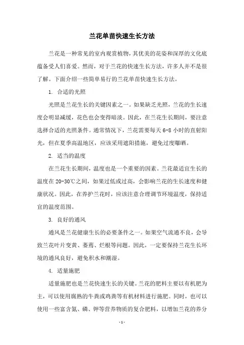 兰花单苗快速生长方法