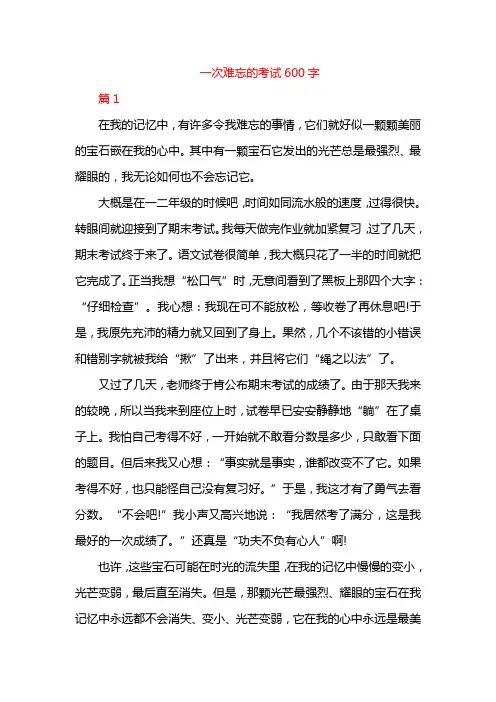 一次难忘的考试600字