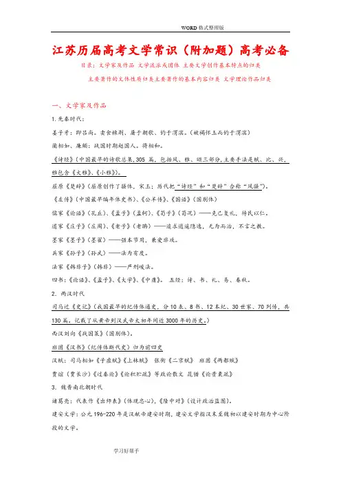 2018最新江苏高考语文文学常识附加题部分高考必备.doc