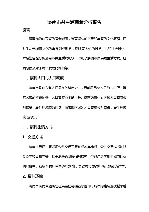 济南市井生活现状分析报告