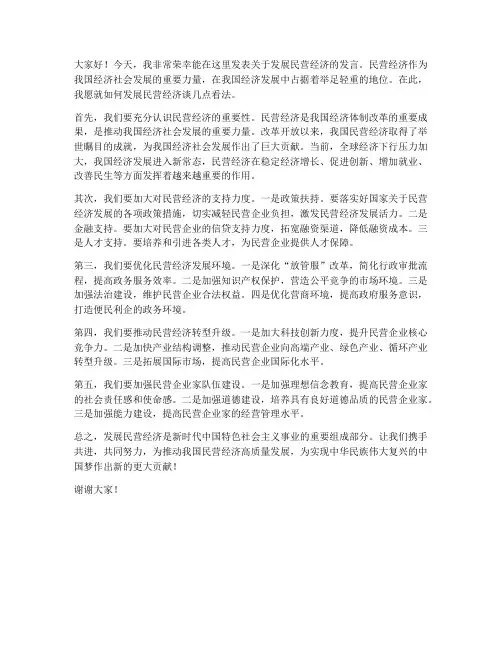 发展民营经济的发言稿范文