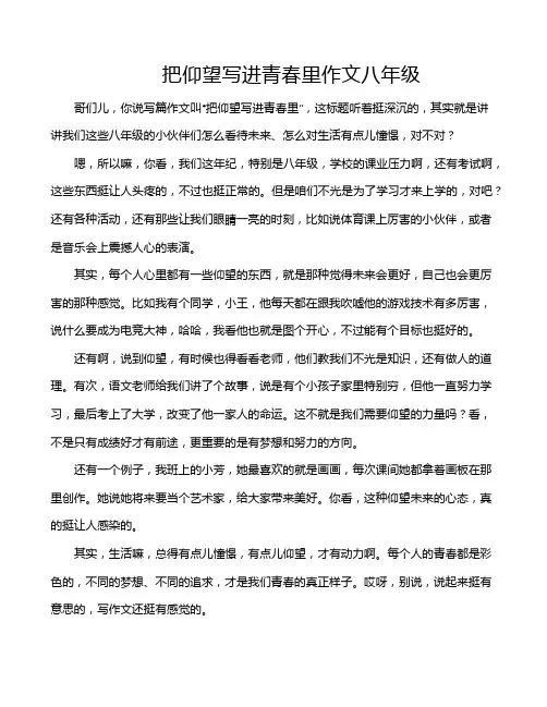 把仰望写进青春里作文八年级