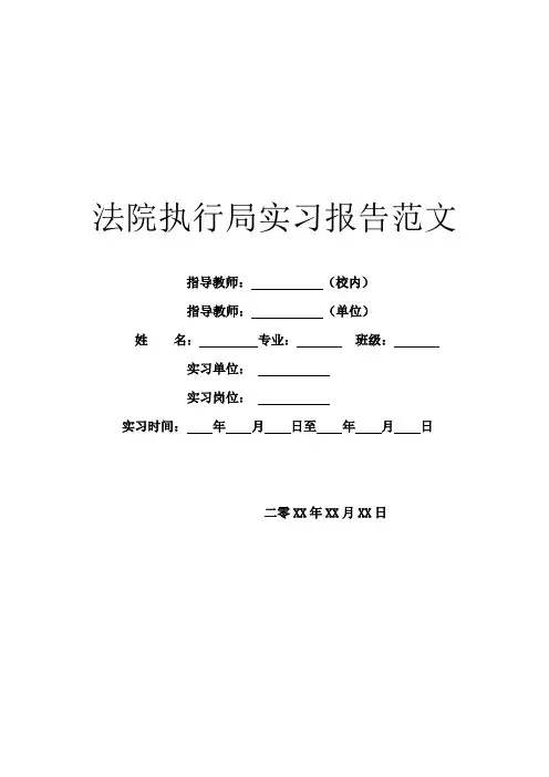 法院执行局实习报告范文