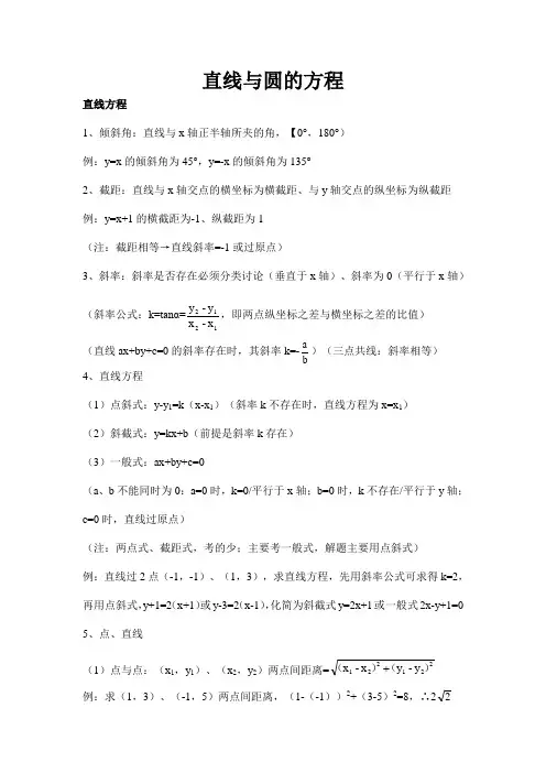 高中数学——5、直线与圆的方程