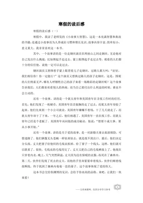 寒假的读后感