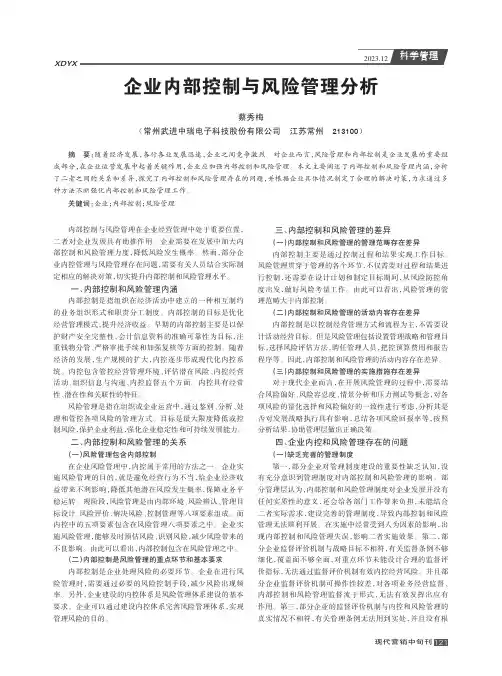 企业内部控制与风险管理分析