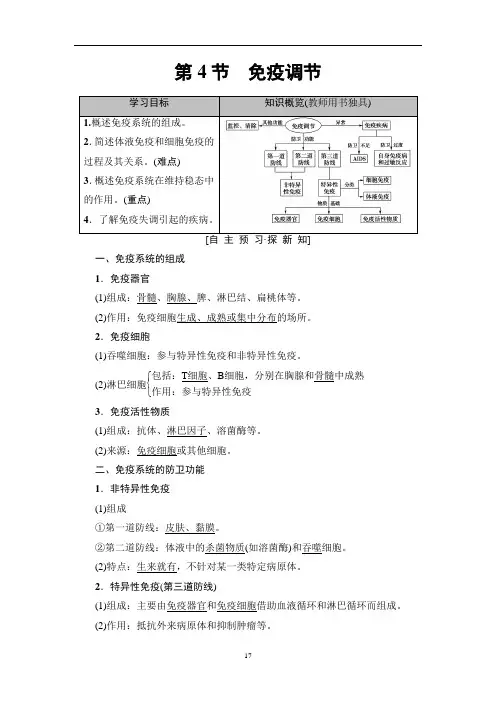 高中生物人教版必修3：第2章 第4节 免疫调节