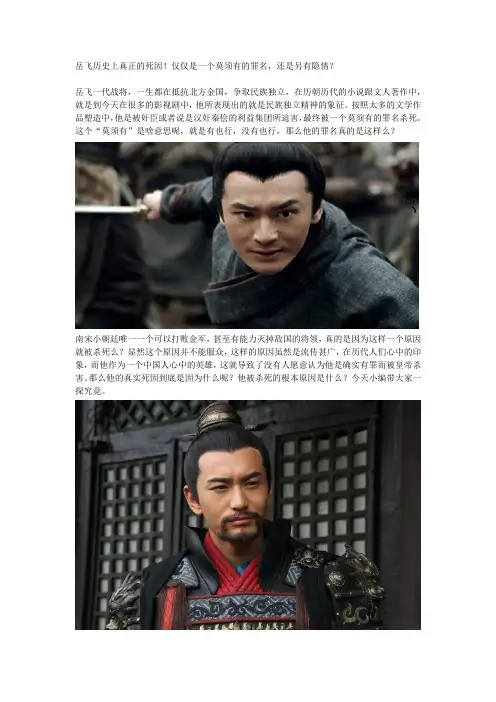 岳飞的真正死因!仅仅是一个莫须有的罪名,还是另有隐情？