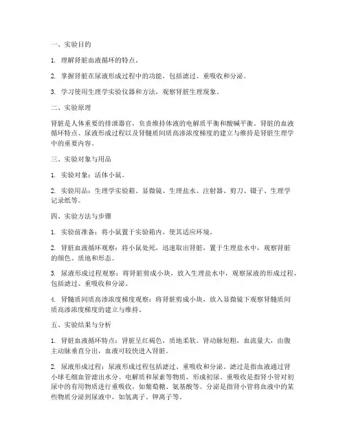 肾脏生理实验实验报告