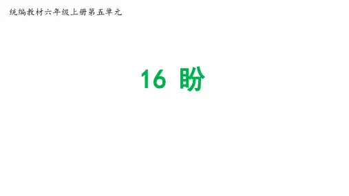最新部编人教版语文六年级上册第16课《盼》公开课PPT课件