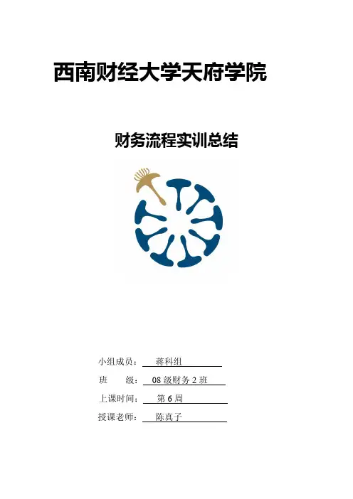 1西南财经大学天府学院财务手工实训总结报告模版.doc
