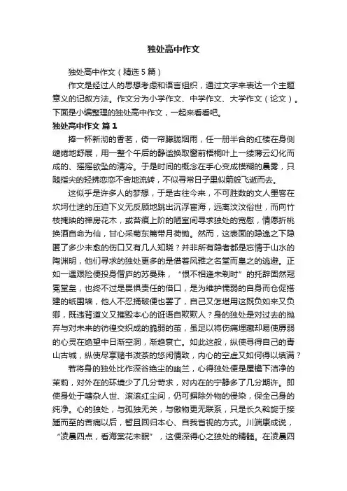 独处高中作文