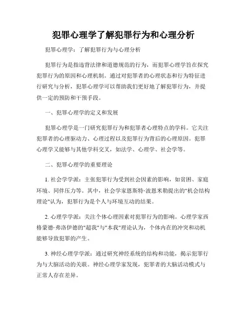 犯罪心理学了解犯罪行为和心理分析