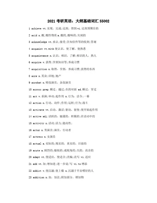 2021考研英语：大纲基础词汇55002
