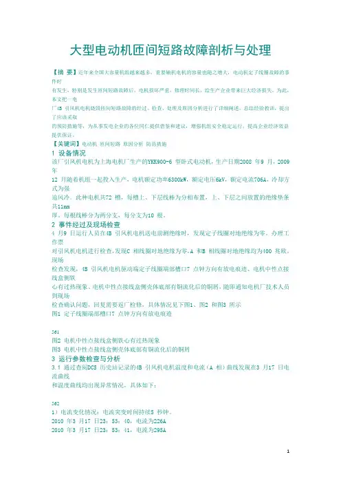 大型电动机匝间短路故障剖析与处理