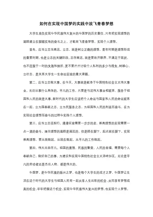 如何在实现中国梦的实践中放飞青春梦想