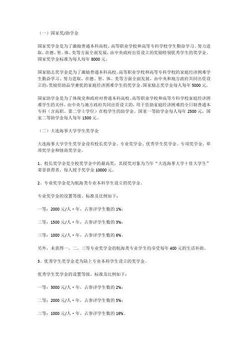 奖学金种类