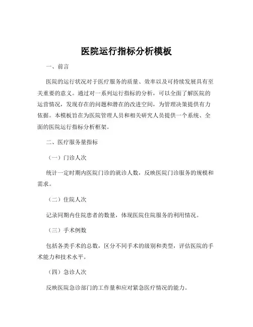 医院运行指标分析模板