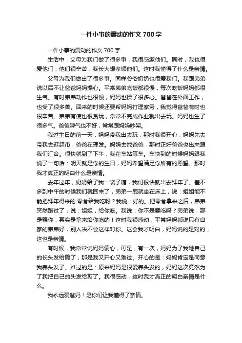 一件小事的震动的作文700字