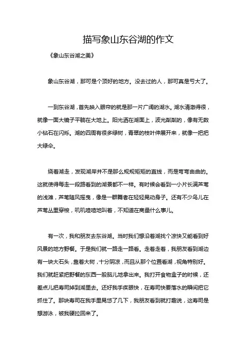 描写象山东谷湖的作文