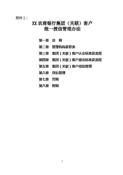XX银行集团(关联)客户授信业务管理办法