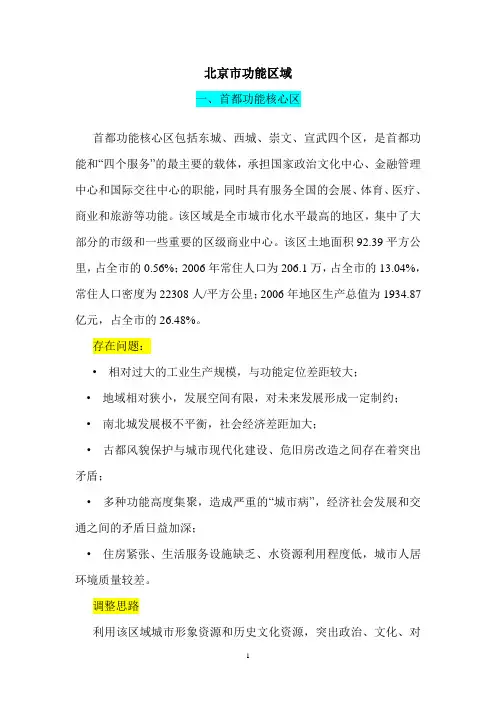 北京市功能分区