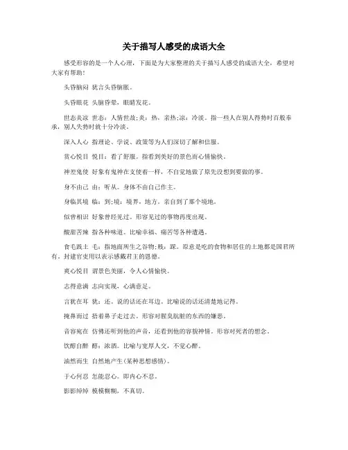 关于描写人感受的成语大全