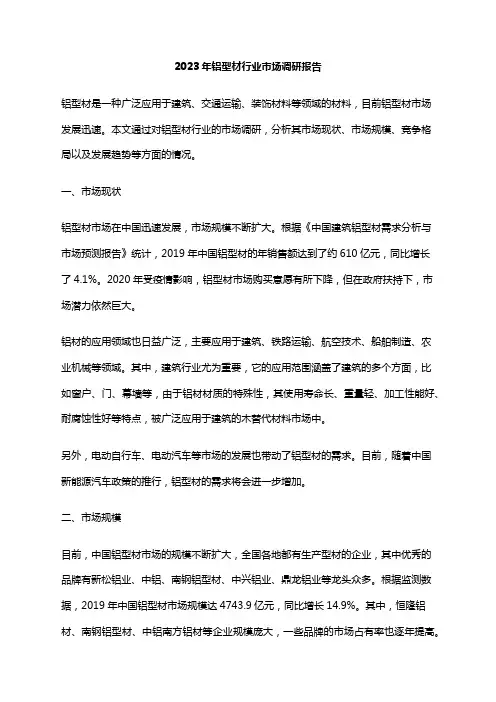 2023年铝型材行业市场调研报告