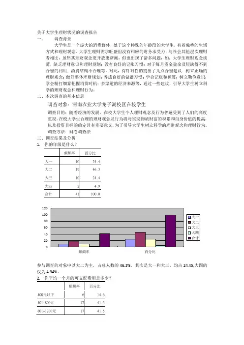 大学生理财状况调查报告