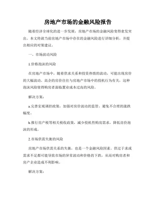 房地产市场的金融风险报告