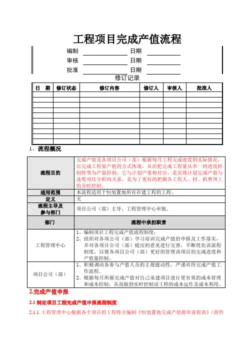 工程项目完成产值制度流程操作规范