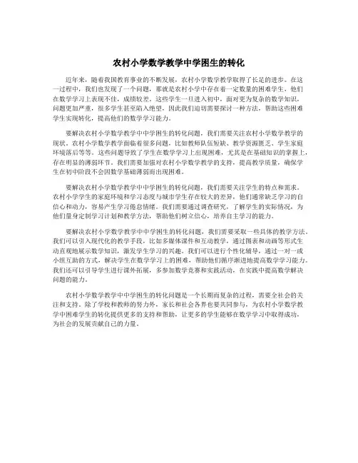 农村小学数学教学中学困生的转化