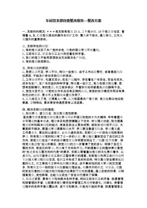 车间党支部自查整改报告—整改方案