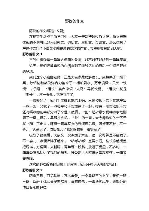 野炊的作文（精选15篇）