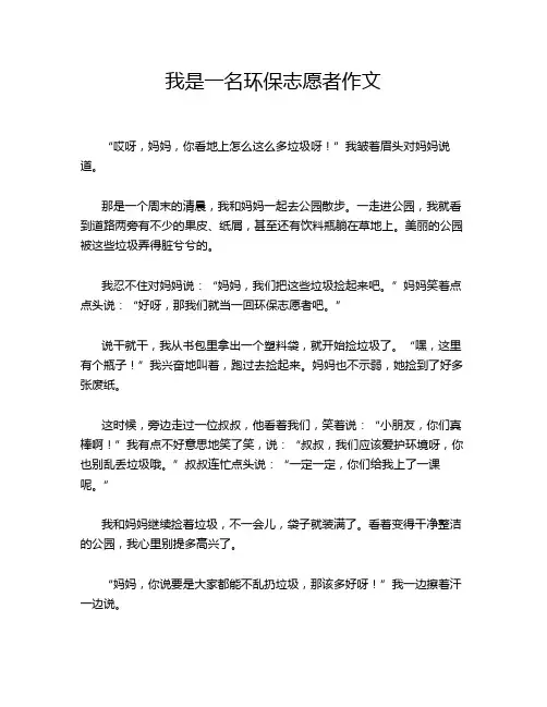 我是一名环保志愿者作文
