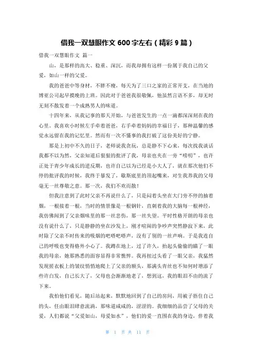 借我一双慧眼作文600字左右(精彩9篇)