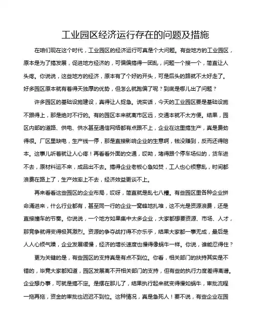 工业园区经济运行存在的问题及措施