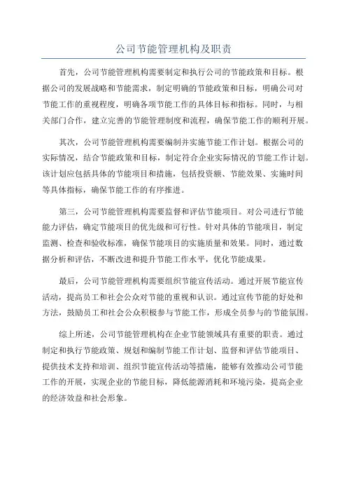 公司节能管理机构及职责