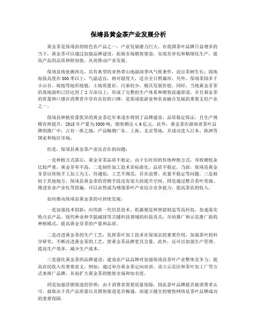 保靖县黄金茶产业发展分析