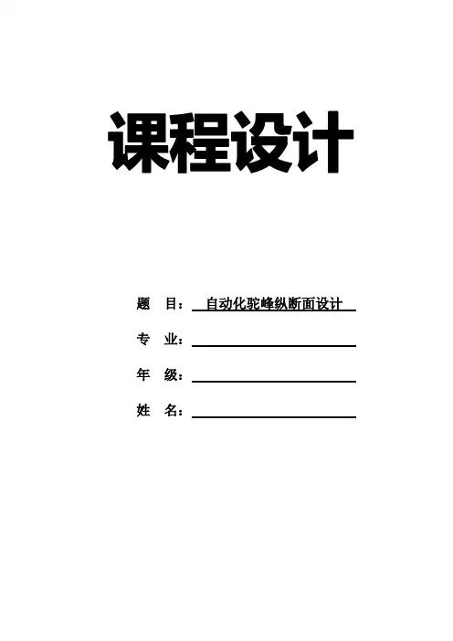 《自动化驼峰纵断面设计》课程设计任务书