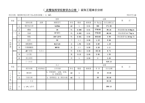 综合单价分析表