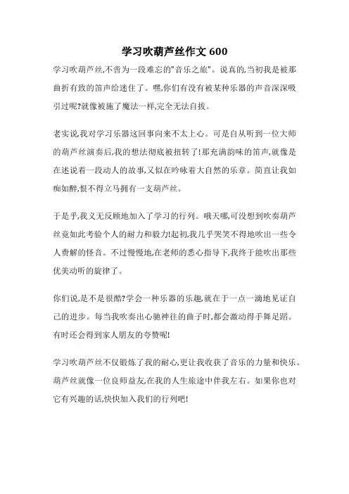 学习吹葫芦丝作文600
